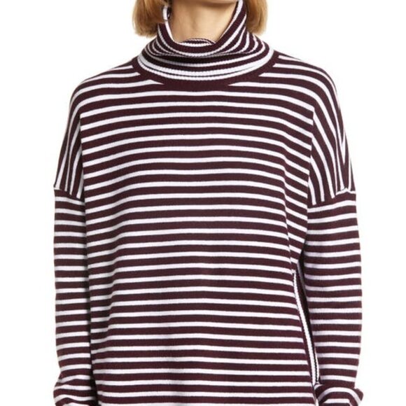 𝅺french Connection BNWT Cowl Stripe Ribbed Sweater - Picture 1 of 12